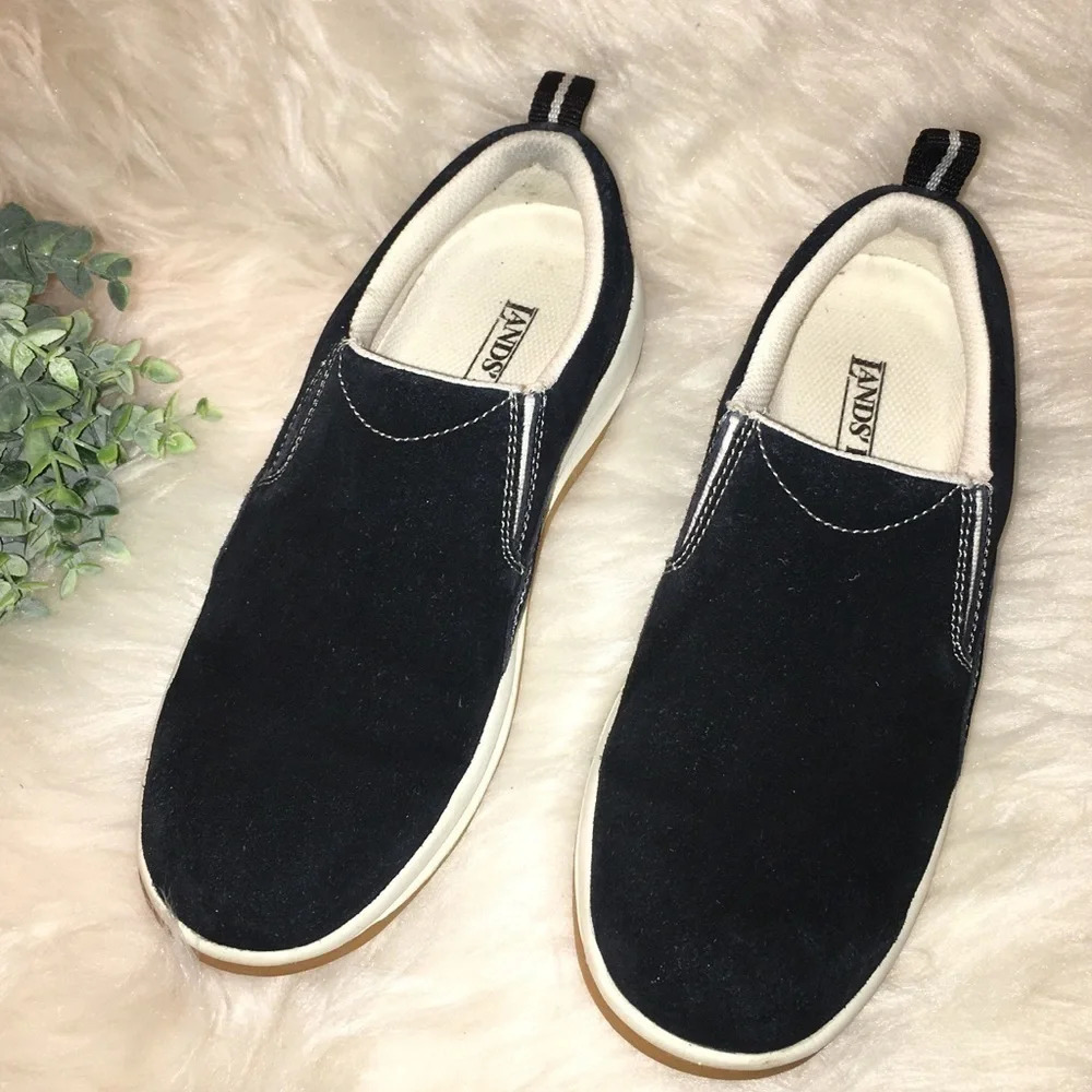 LANDS’ END Sz 6 1/2 Black Suede Loafer